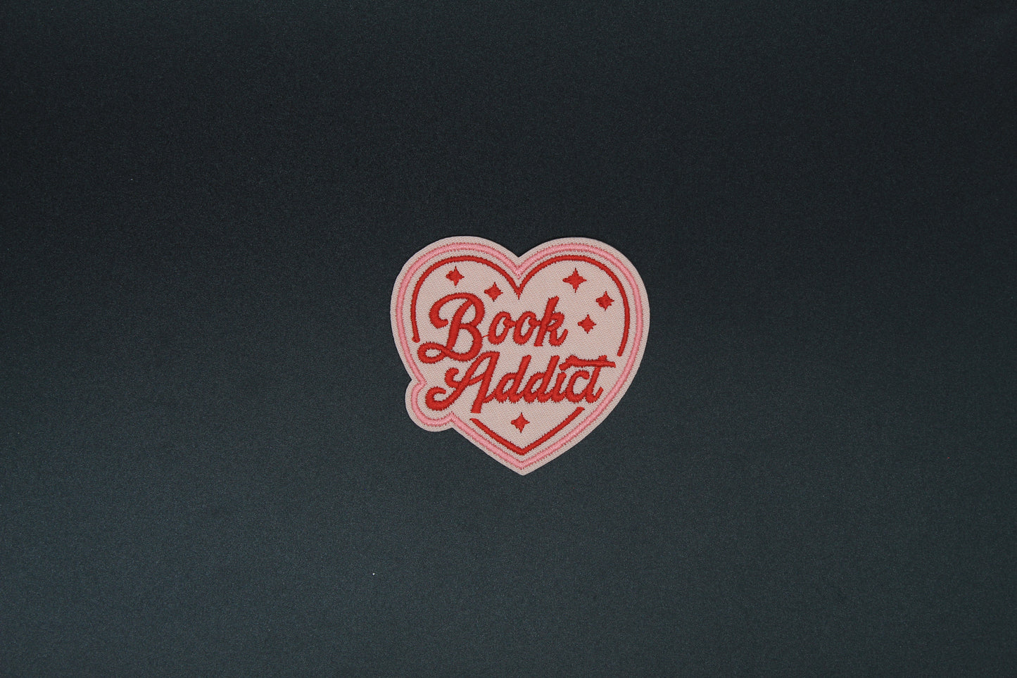 Book Addict Heart Embroidered Iron-On Patch