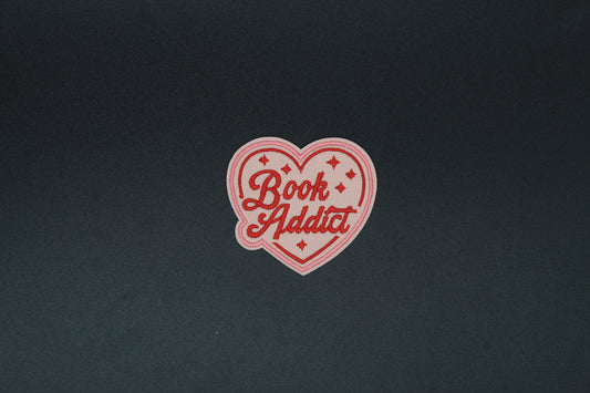 Book Addict Heart Embroidered Iron-On Patch
