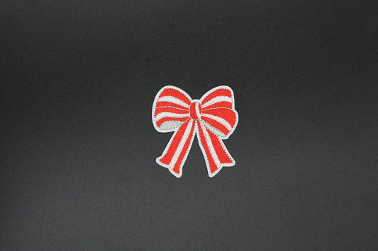 Classic Peppermint Stripe Bow Iron-On Patch