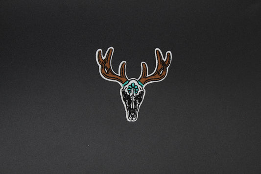 Western Deer Skull Embroidered Iron-On Patch