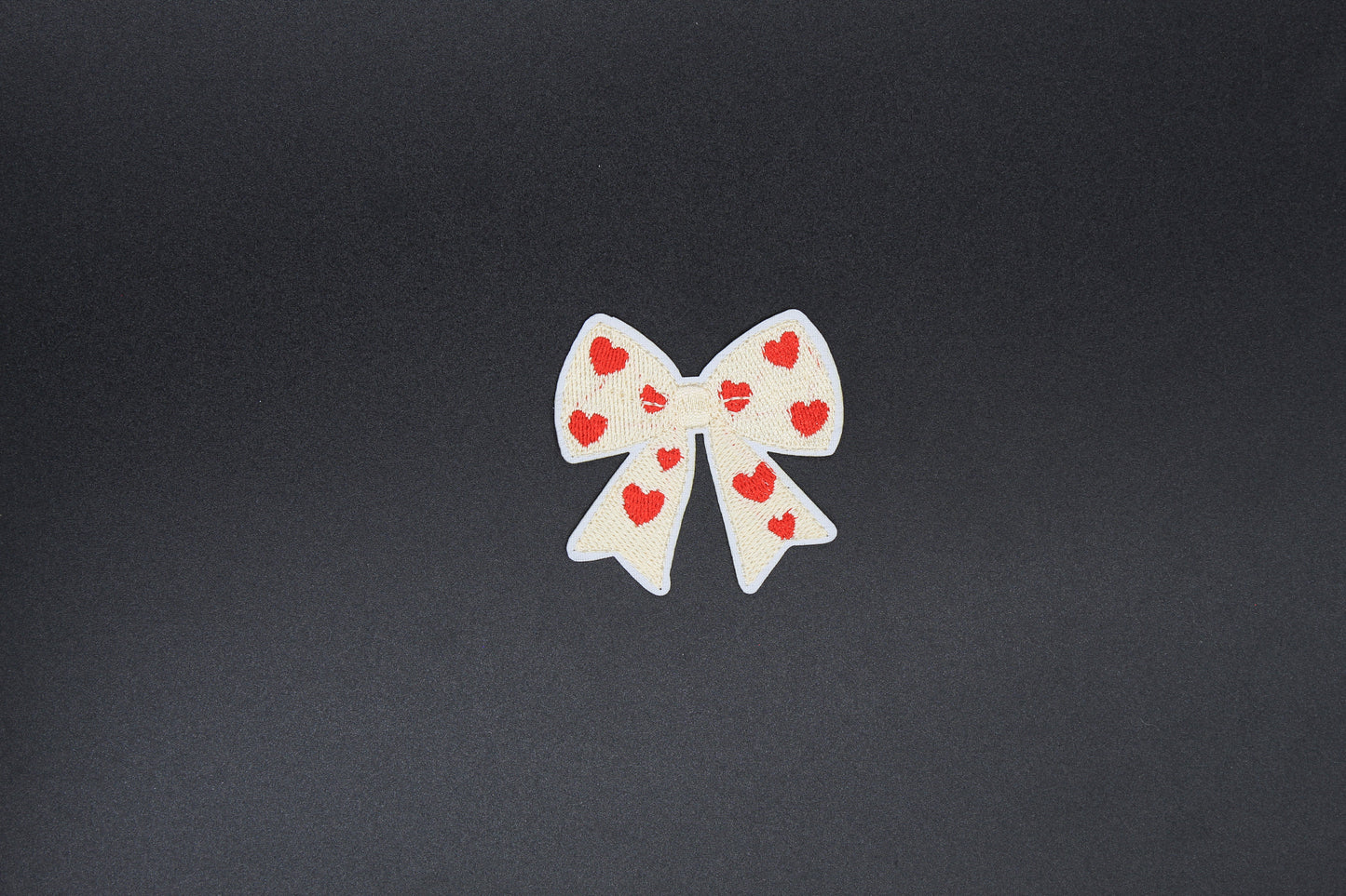 Vintage Cream Heart Bow Iron-On Patch