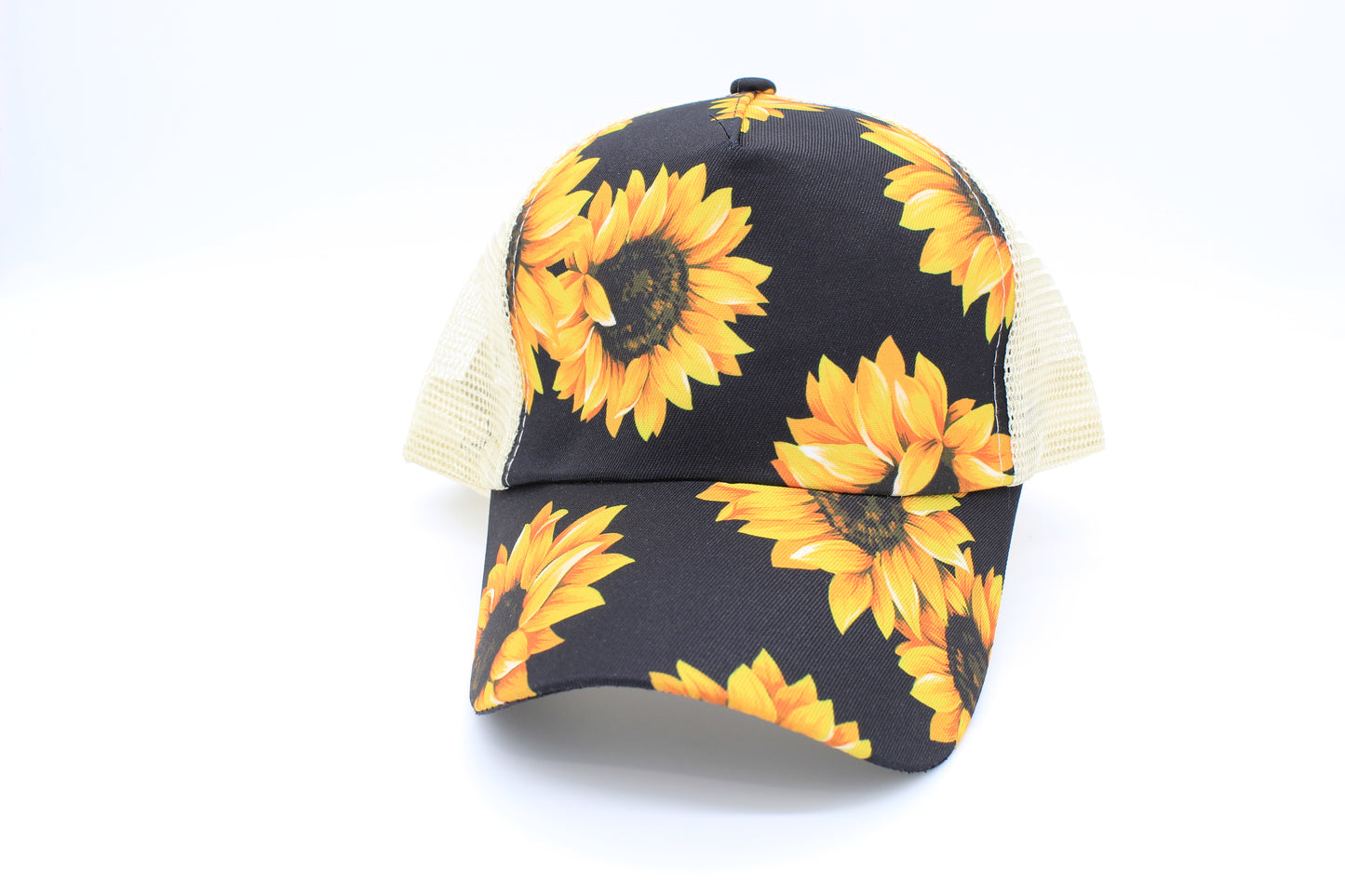 Sunflower Ponytail Trucker Hat