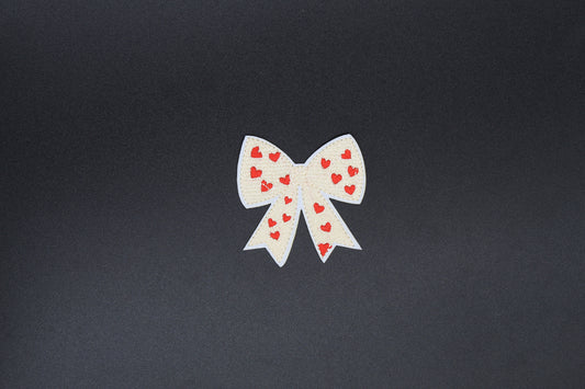 Scattered Heart Cream Bow Iron-On Patch