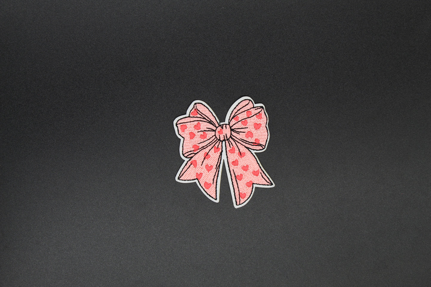 Sketch Outline Heart Bow Iron-On Patch