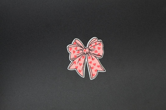 Sketch Outline Heart Bow Iron-On Patch