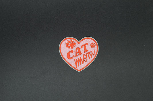 Cat Mom Heart Iron-On Patch