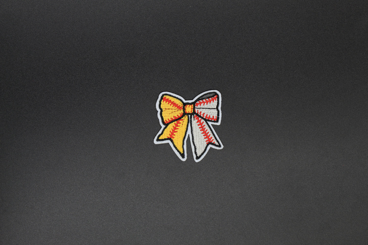 Softball and Baseball Stitch Bow Iron-On Patch