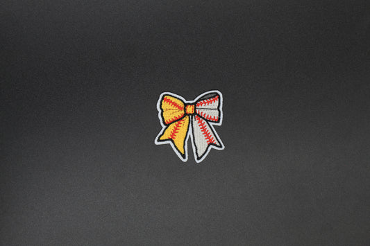Softball and Baseball Stitch Bow Iron-On Patch