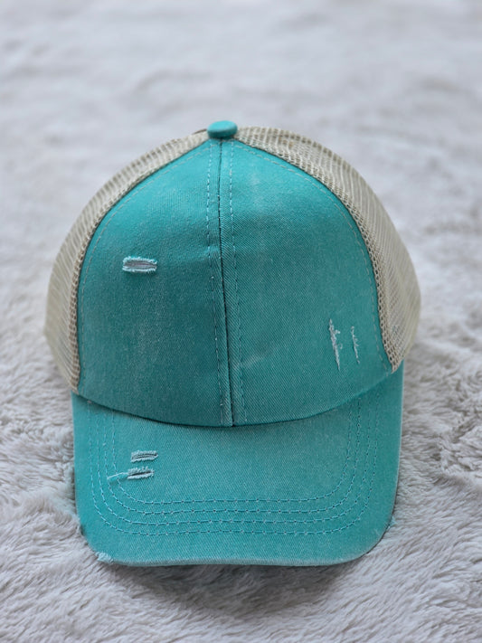 Youth Distressed Mint Trucker Hat