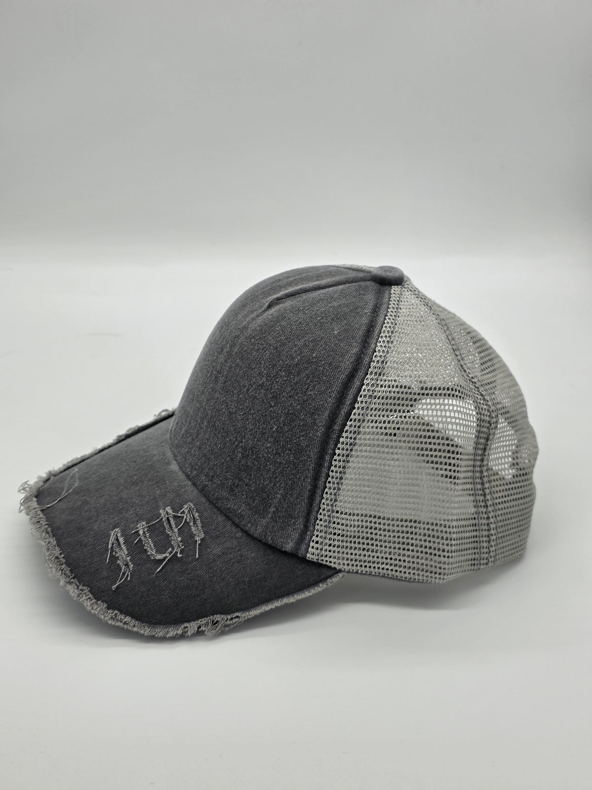 Distressed Charcoal Gray Foam Trucker Hat