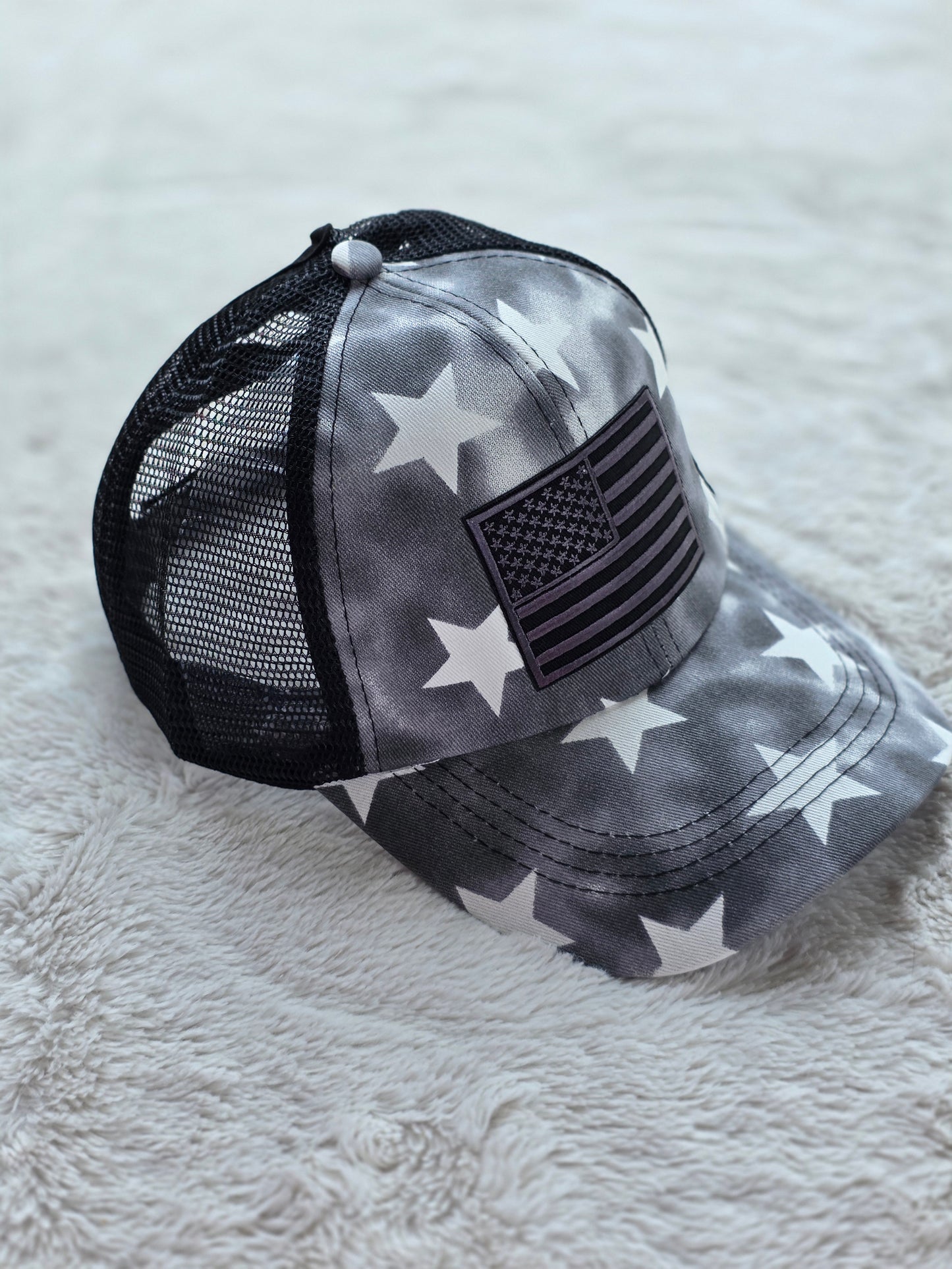 Black Stars American Flag Trucker Hat