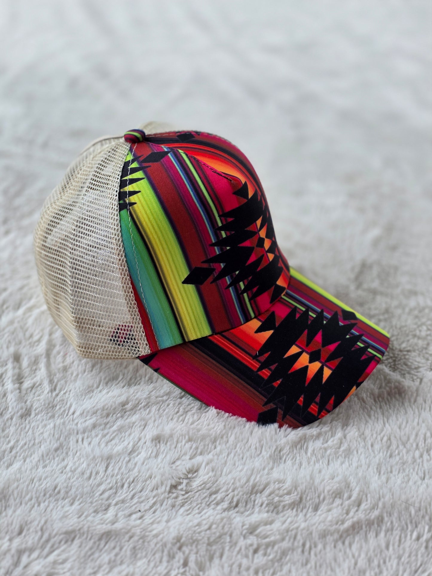 Serape Southwest Criss Cross Ponytail Hat