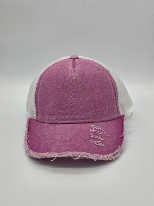 Distressed Pink Foam Trucker Hat