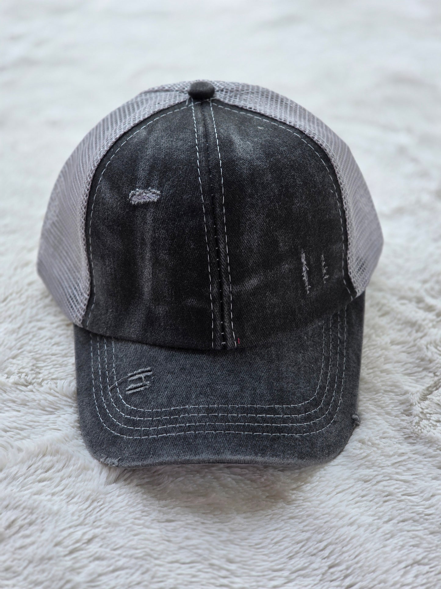 Youth Distressed Charcoal & Gray Trucker Hat