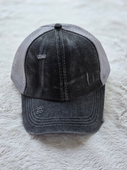 Youth Distressed Charcoal & Gray Trucker Hat
