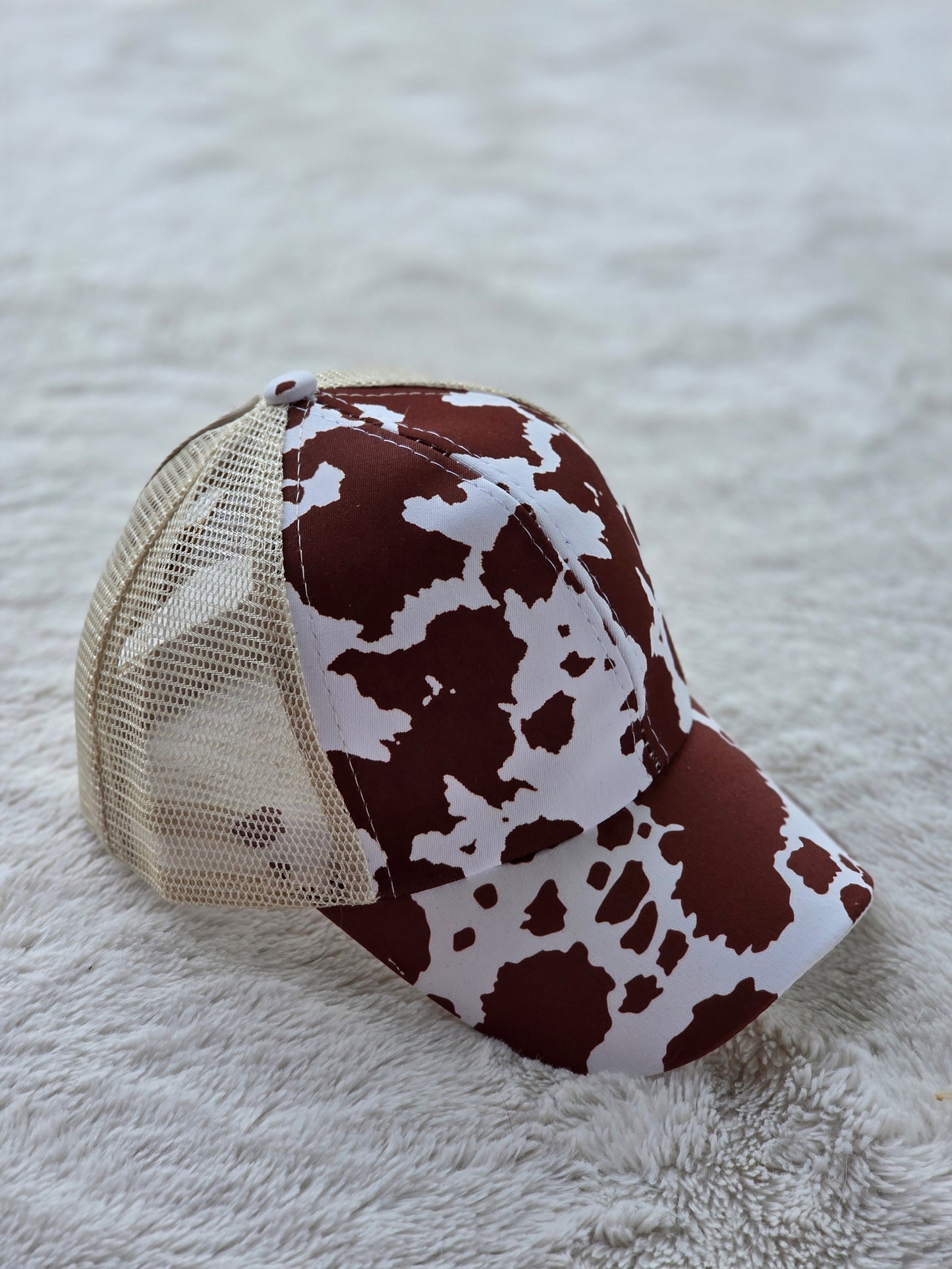 Youth Brown Cow Print Trucker Hat
