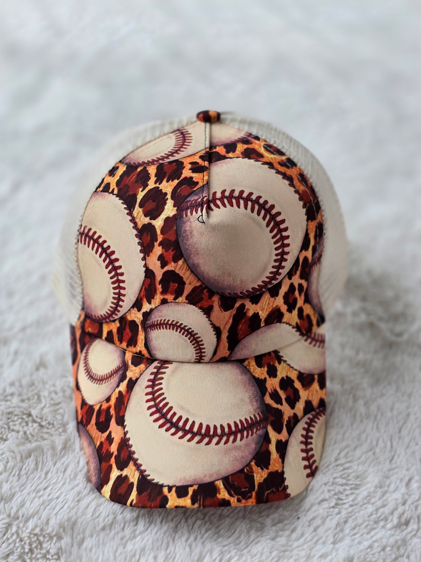 Leopard Baseball Criss Cross Ponytail Hat