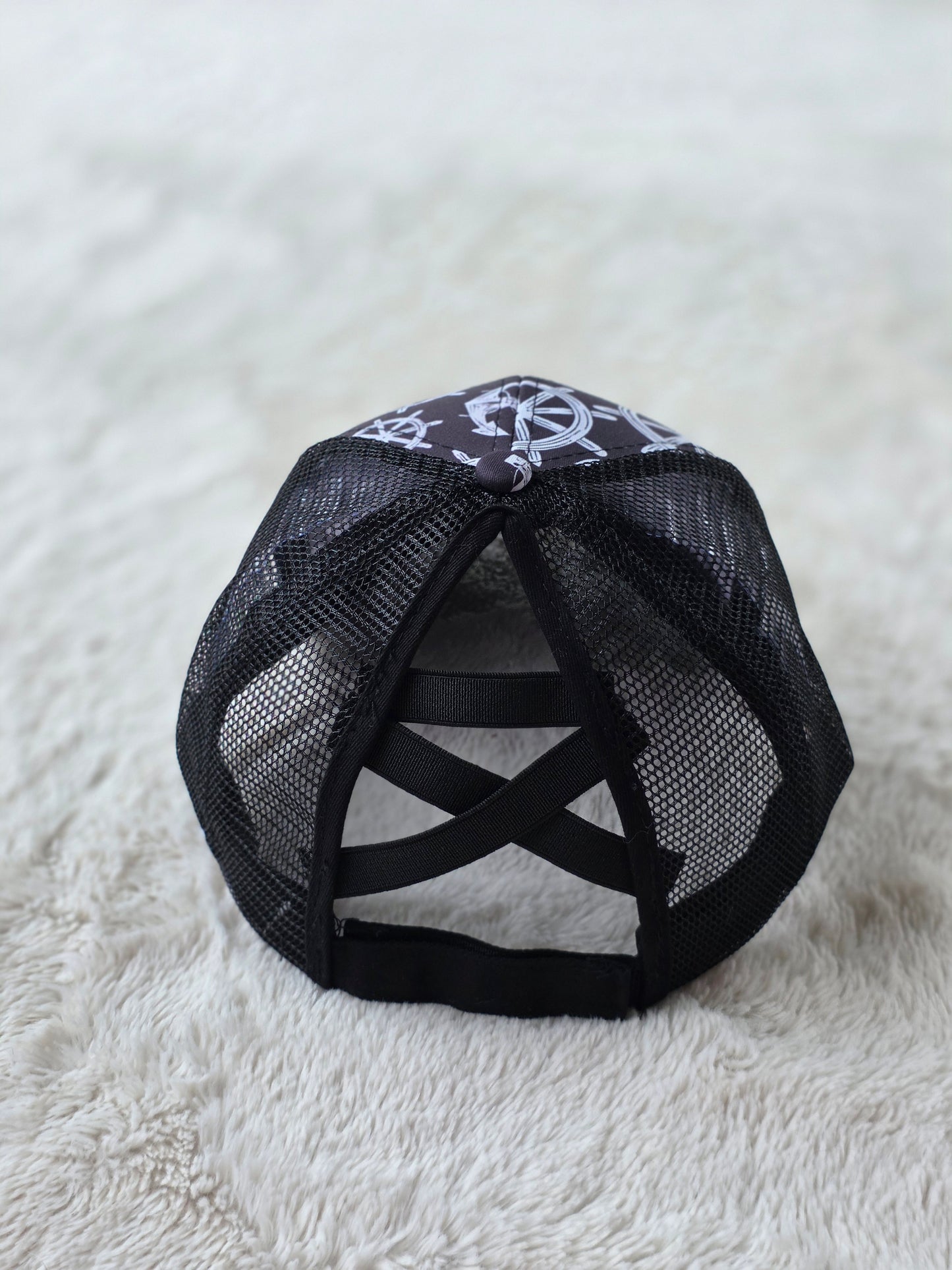 Nautical Anchor Criss Cross Ponytail Hat