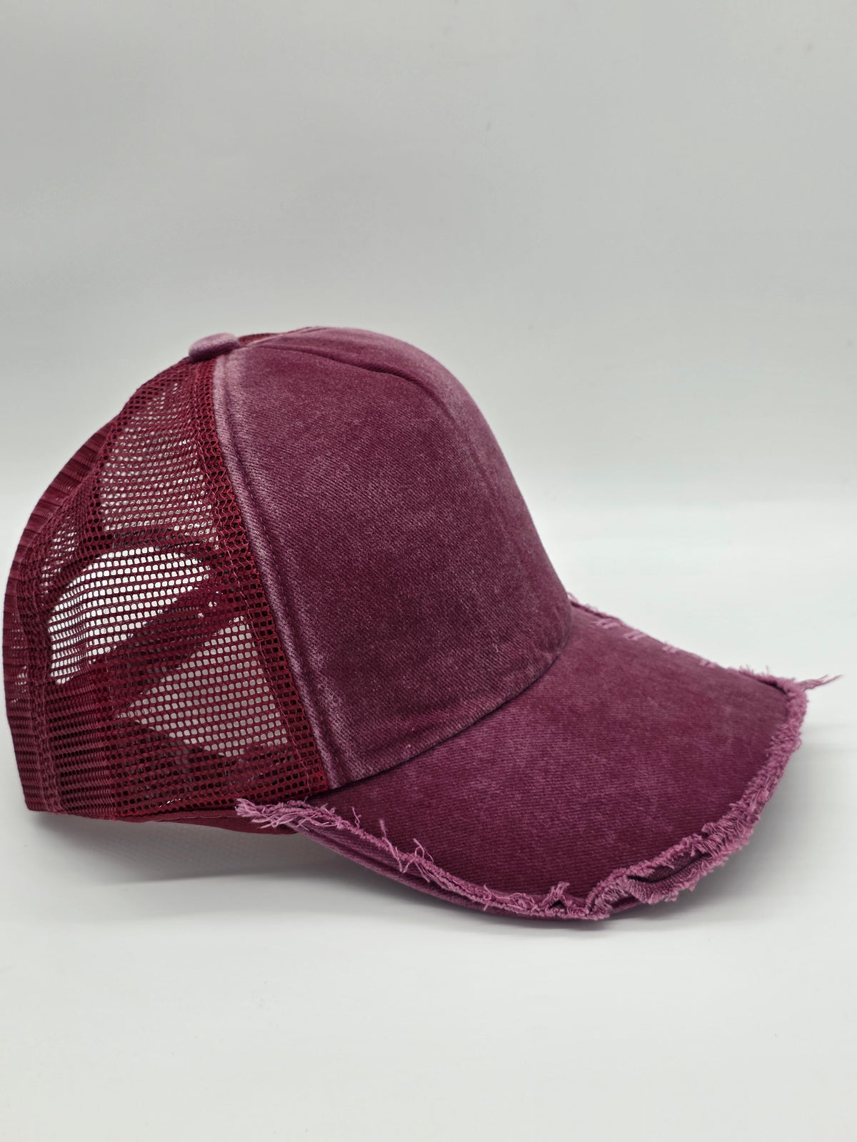 Burgundy Distressed Foam Trucker Hat