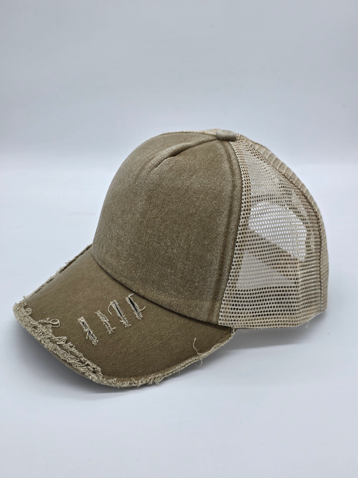 Distressed Khaki Foam Trucker Hat