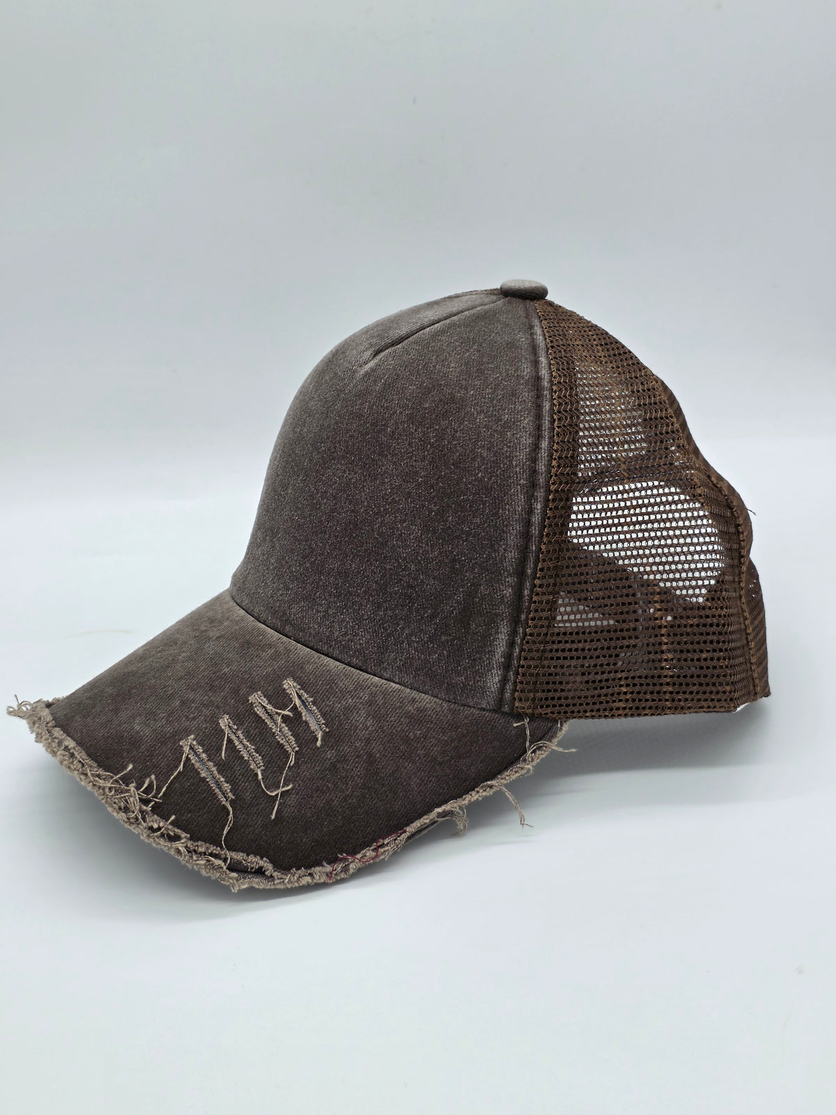Distressed Brown Foam Trucker Hat
