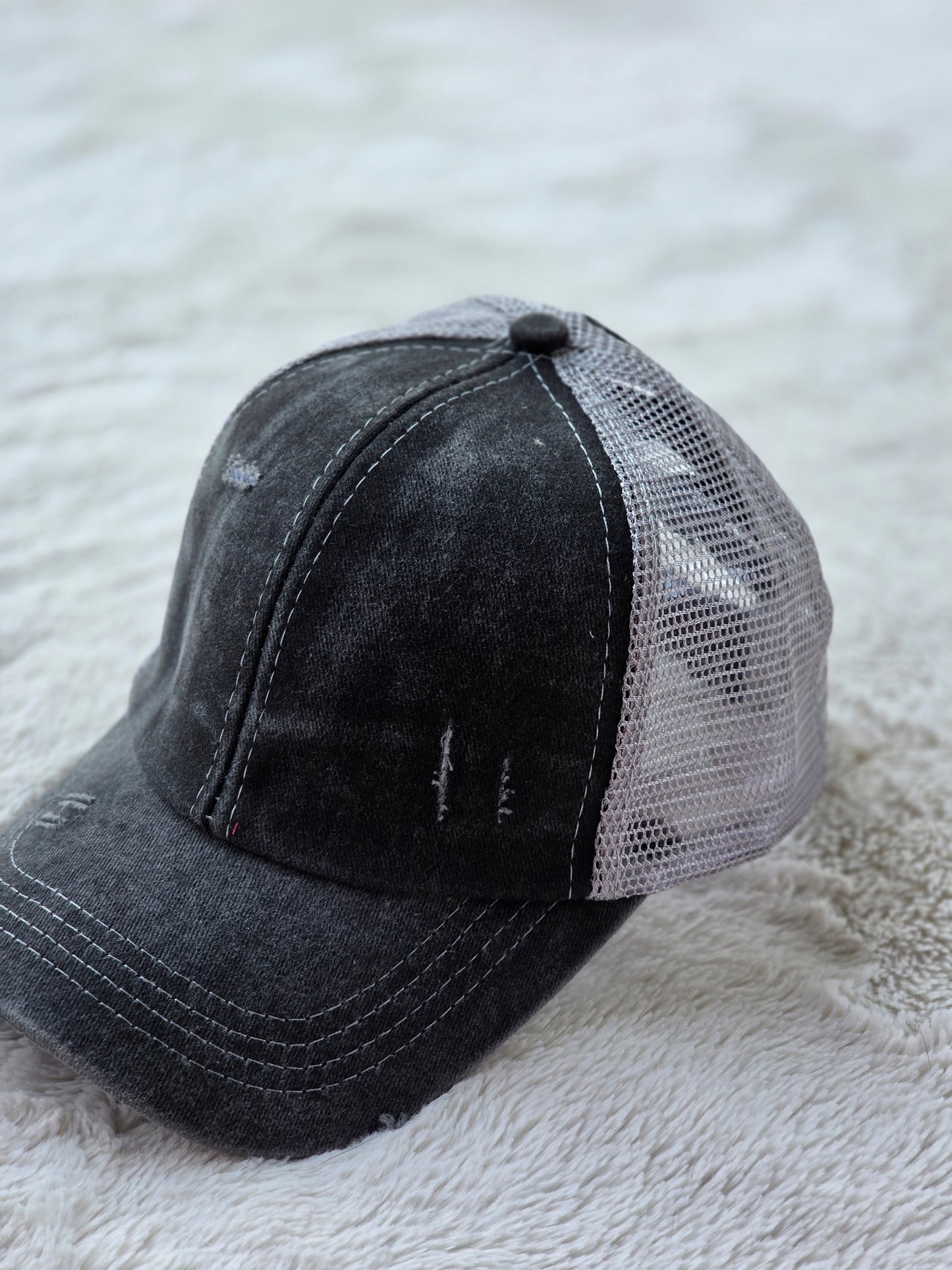 Youth Distressed Charcoal & Gray Trucker Hat