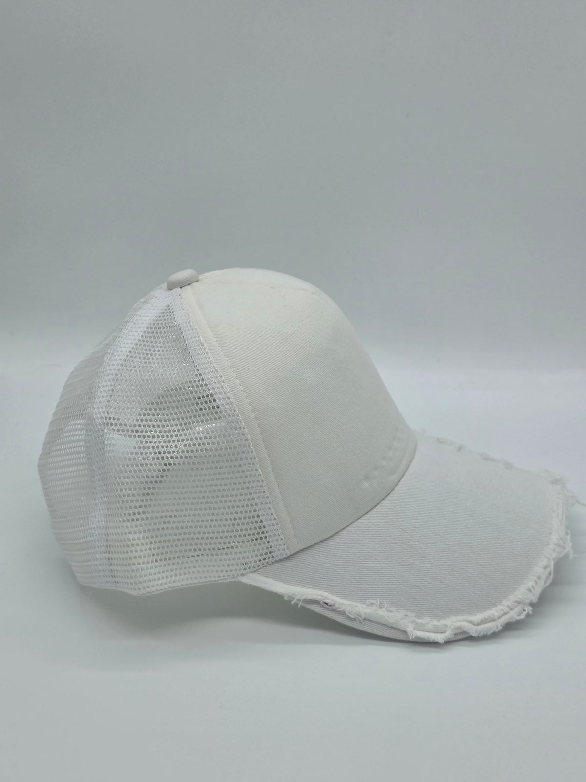 White Distressed Foam Trucker Hat