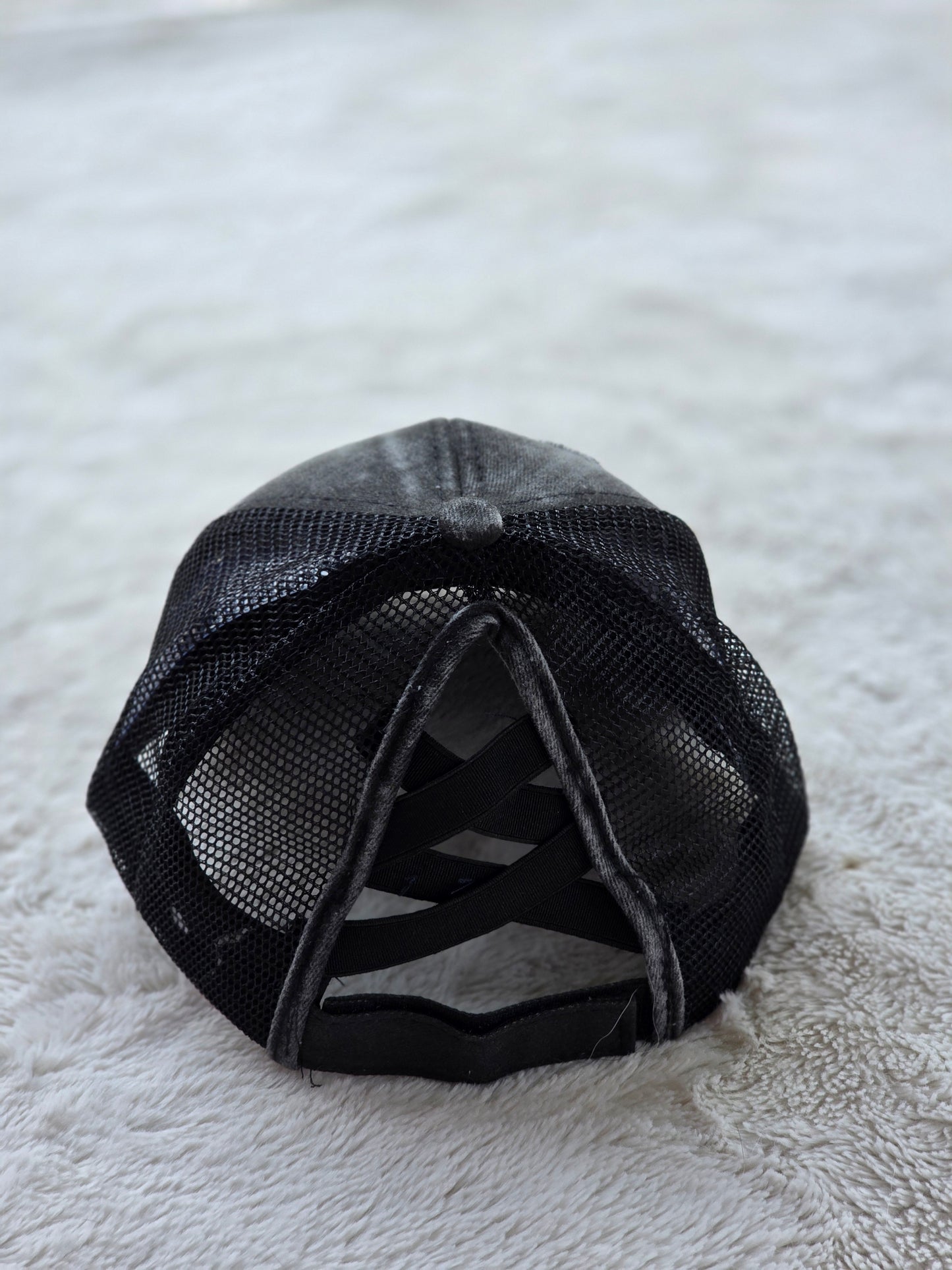 Youth Distressed Black Trucker Hat