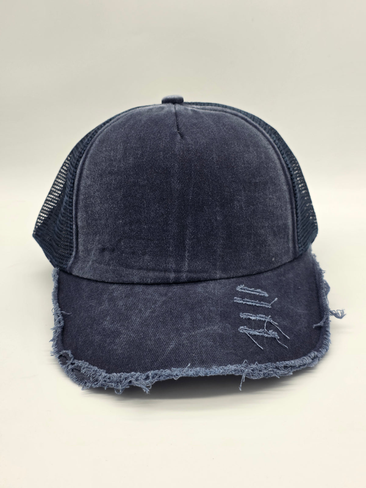 Distressed Navy Blue Foam Trucker Hat