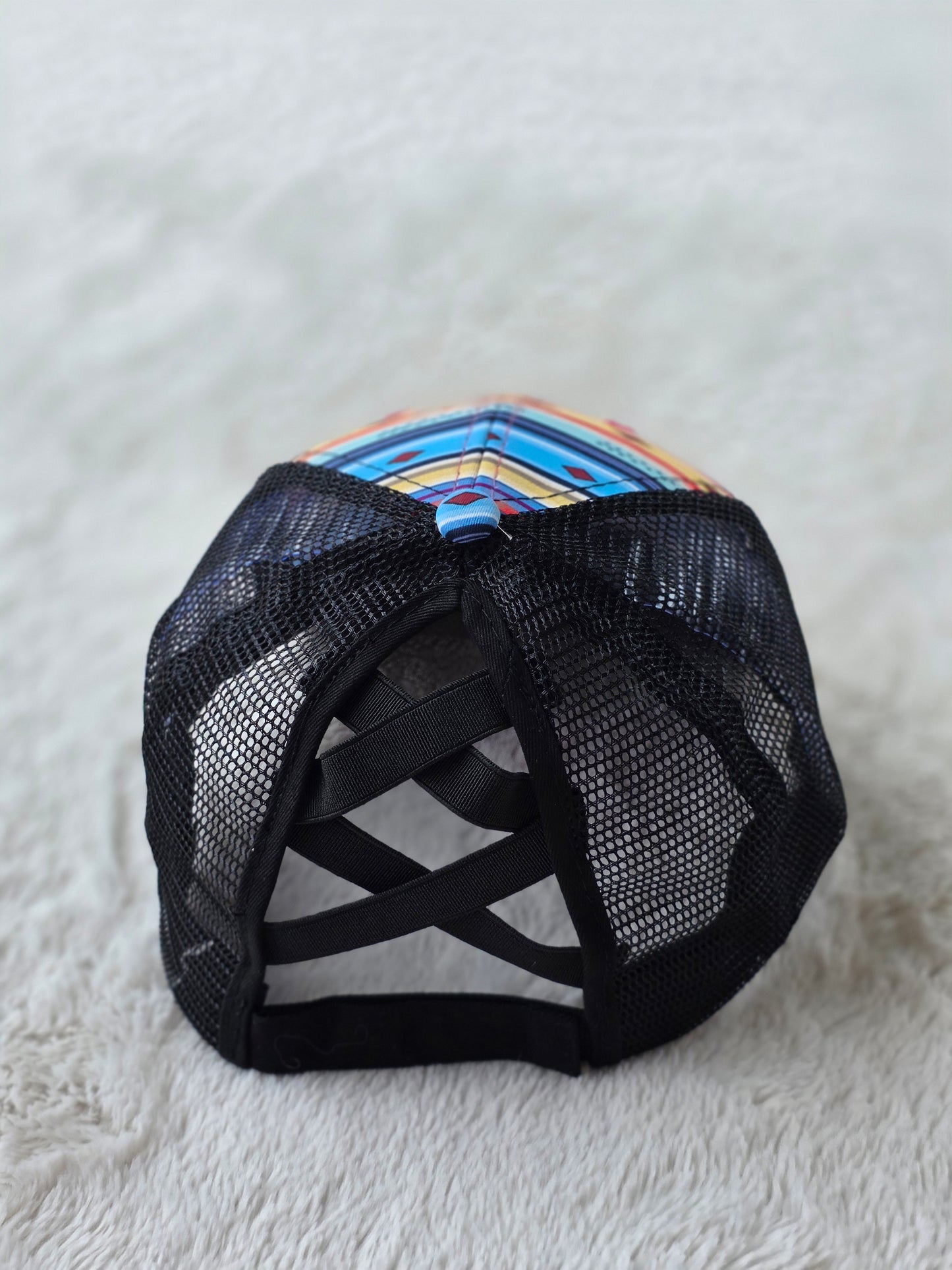 Serape Stripe Criss Cross Ponytail Hat
