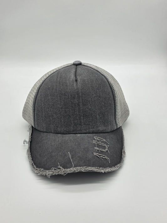 Distressed Charcoal Gray Foam Trucker Hat