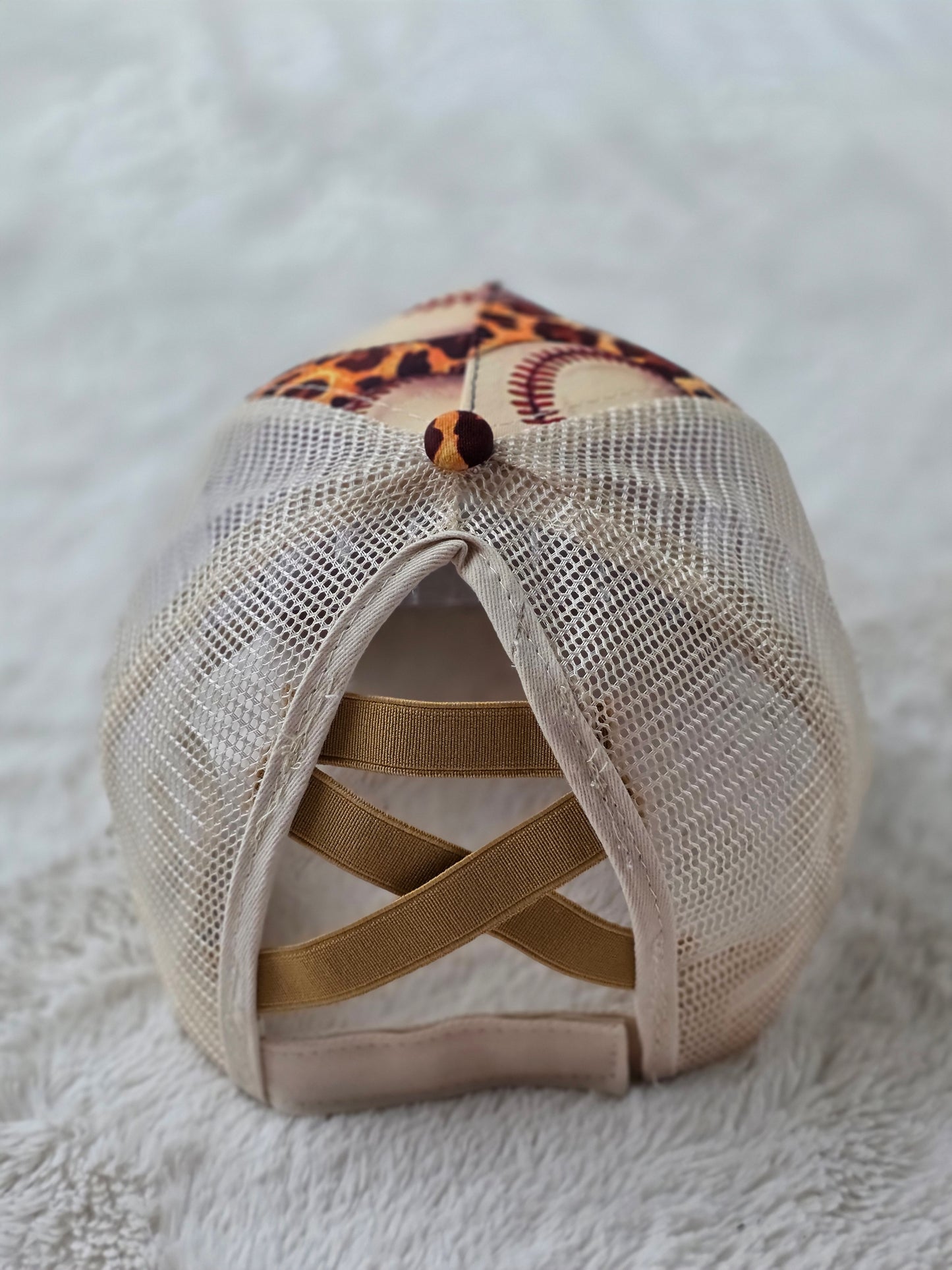 Leopard Baseball Criss Cross Ponytail Hat
