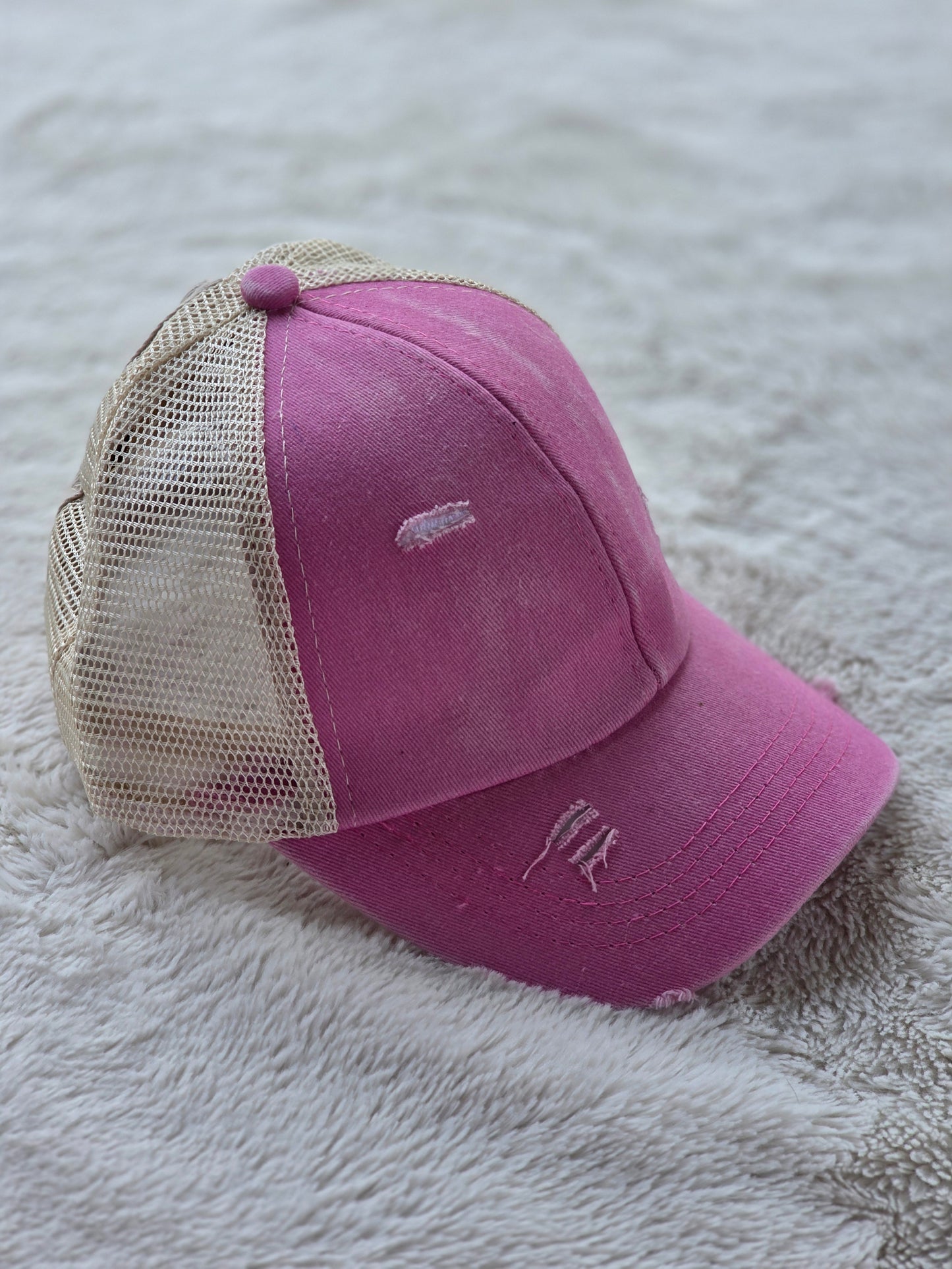 Youth Distressed Pink Trucker Hat