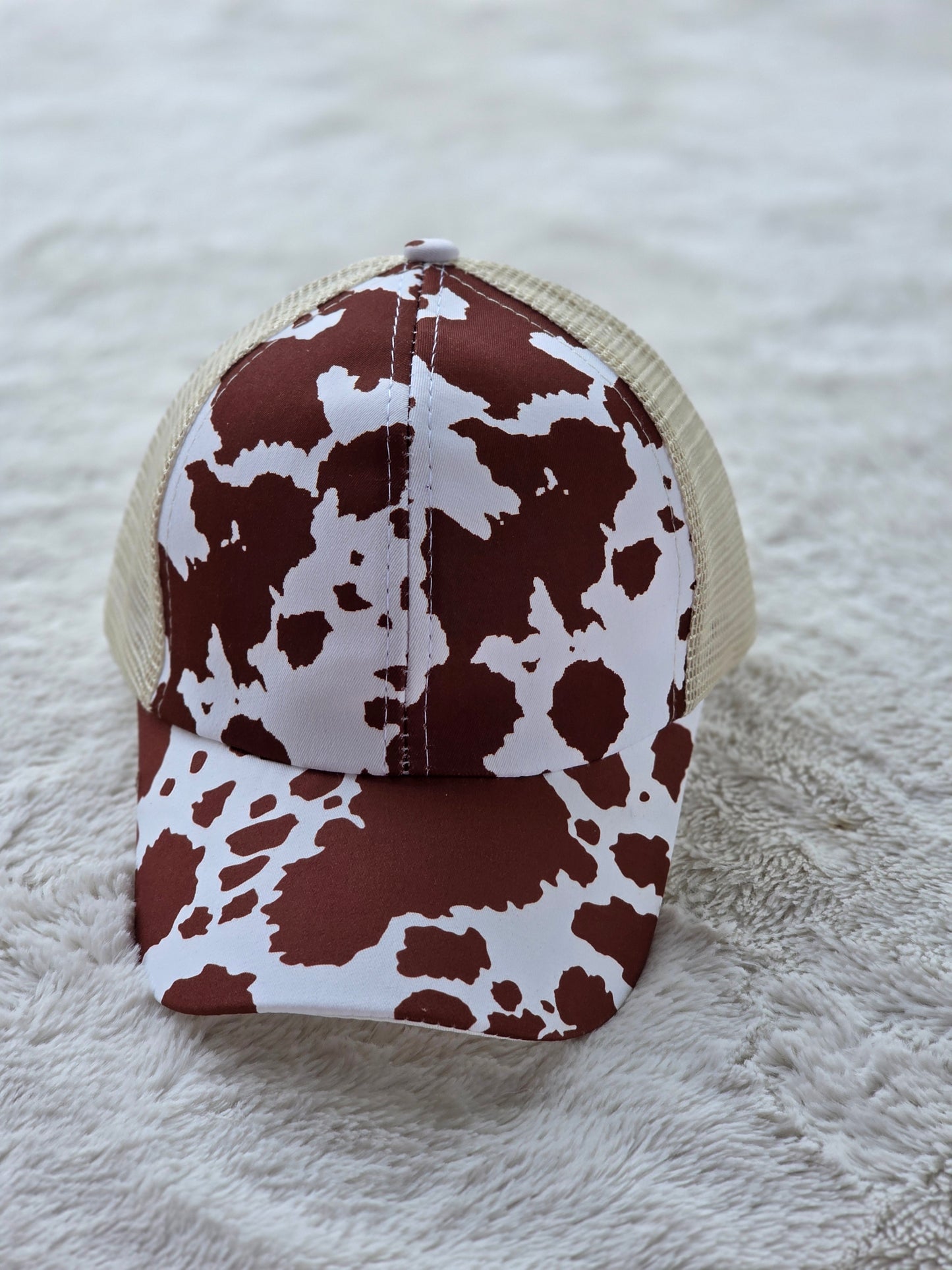 Youth Brown Cow Print Trucker Hat