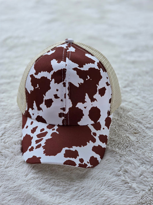 Youth Brown Cow Print Trucker Hat