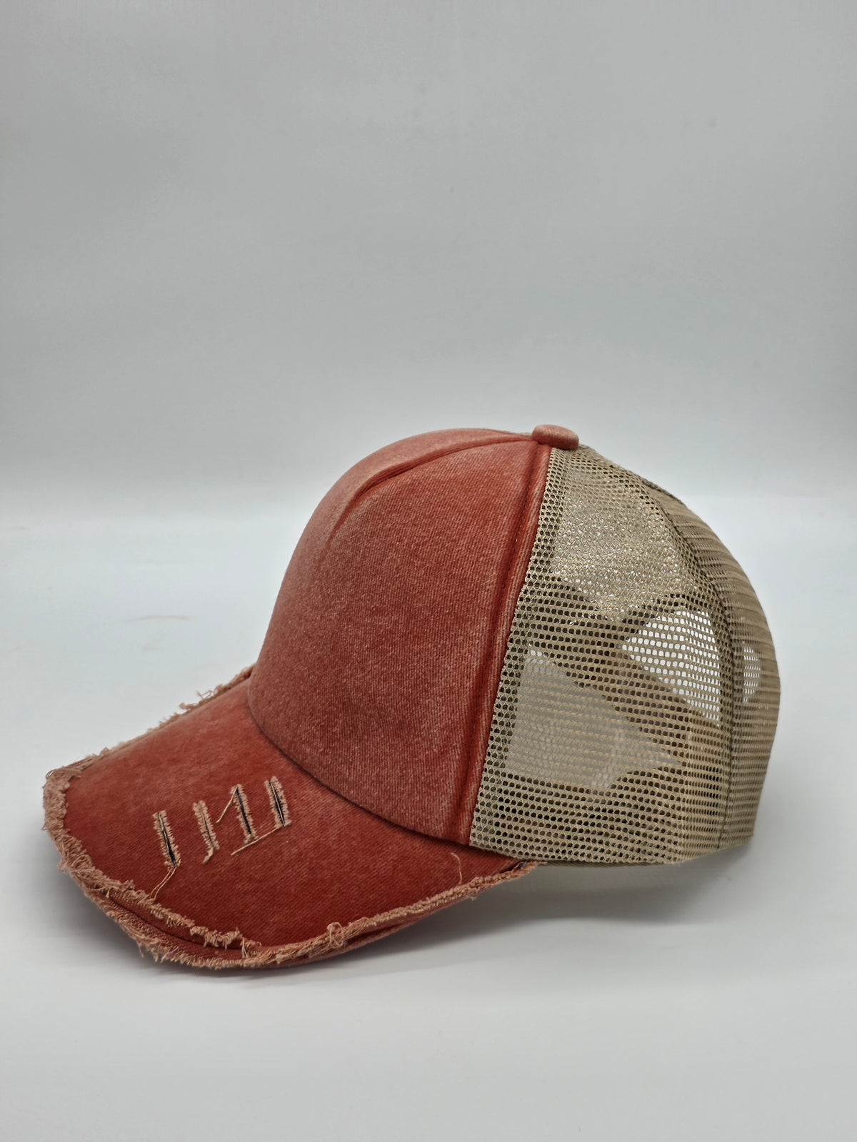 Distressed Coral Orange Foam Trucker Hat