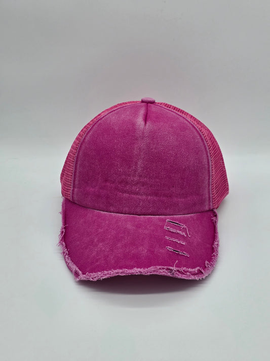 Hot Pink Distressed Foam Trucker Hat