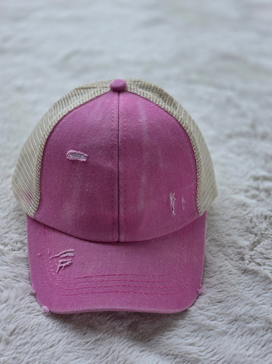 Youth Distressed Pink Trucker Hat