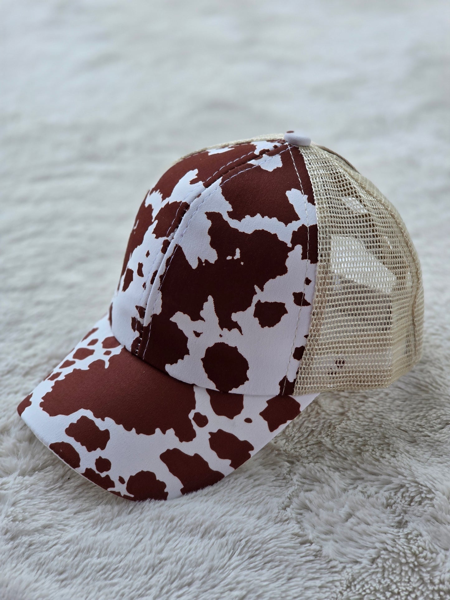Youth Brown Cow Print Trucker Hat