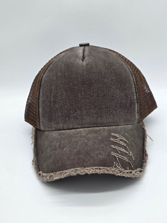 Distressed Brown Foam Trucker Hat