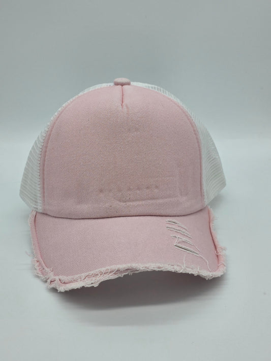 Light Pink Distressed Foam Trucker Hat