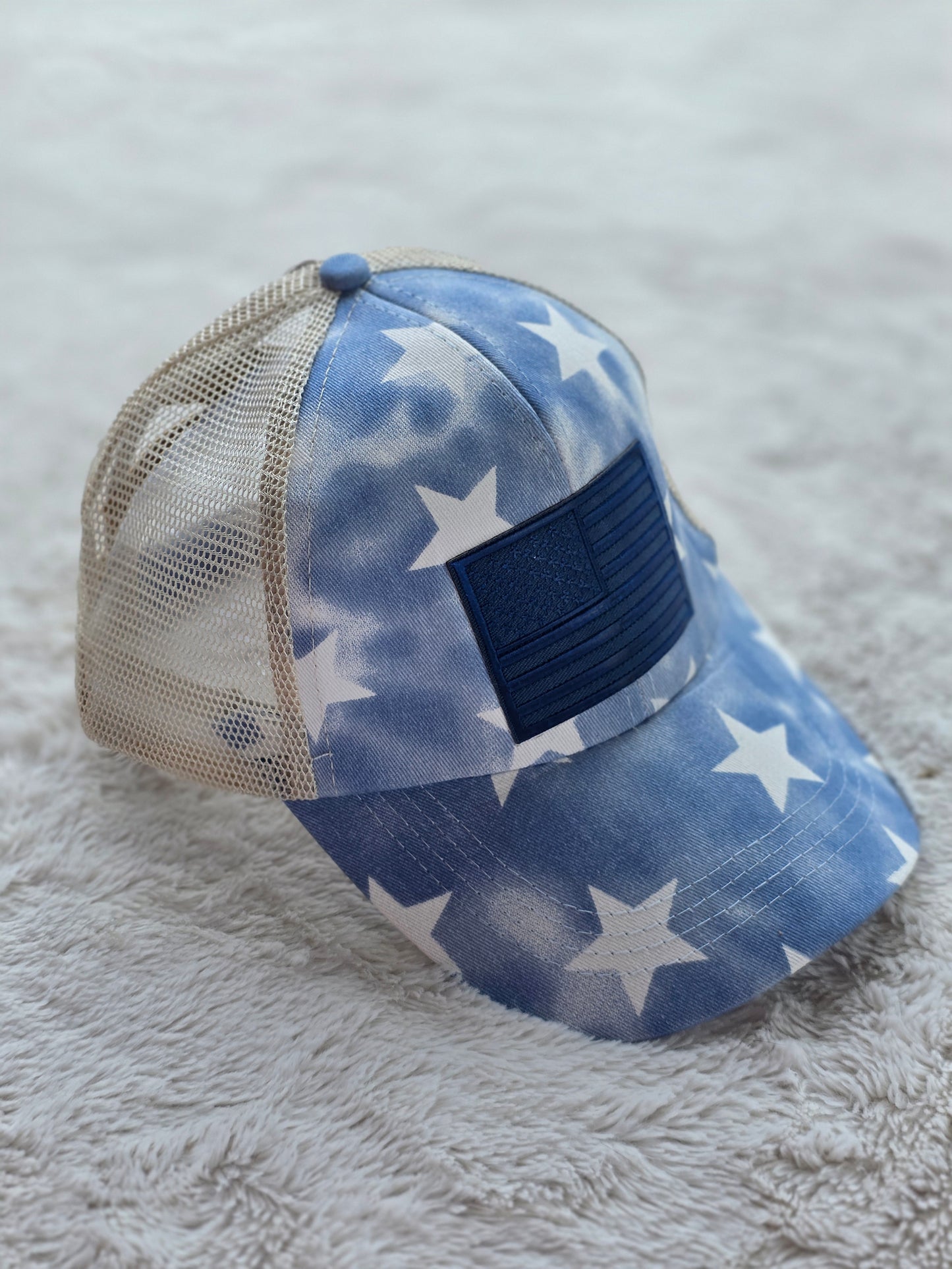 Blue Stars American Flag Trucker Hat