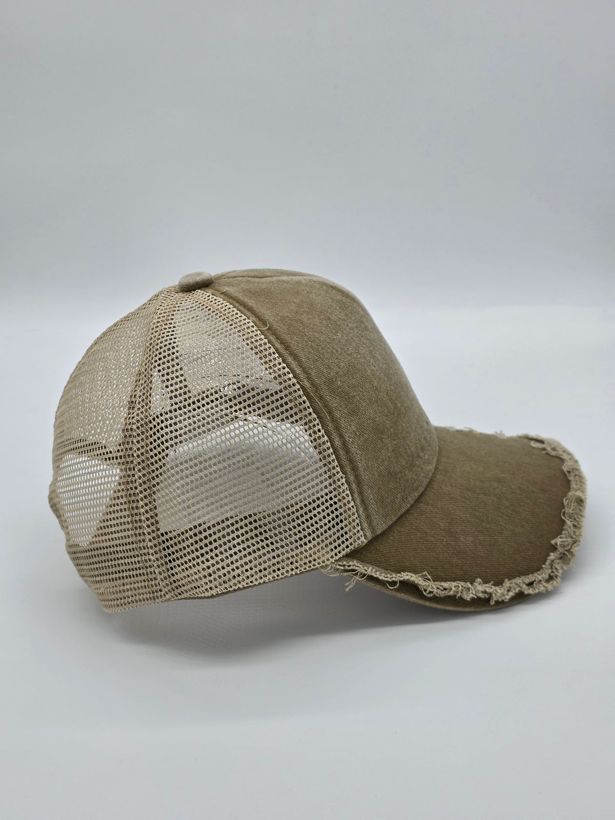 Distressed Khaki Foam Trucker Hat