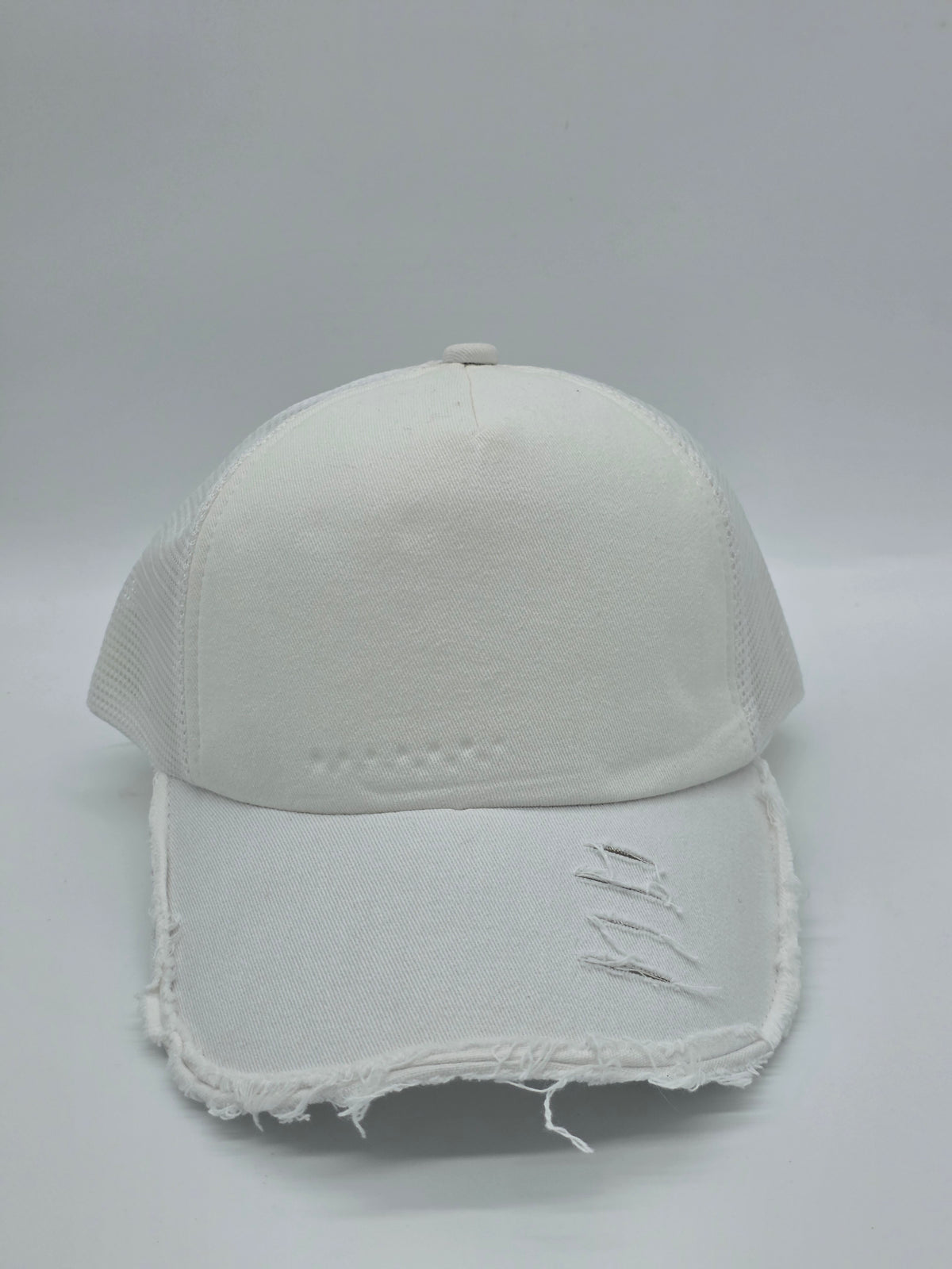 White Distressed Foam Trucker Hat